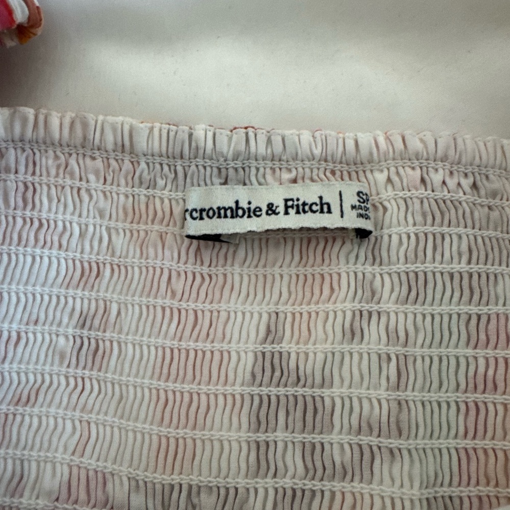 Abercrombie & Fitch peach Orange pink  Puff Sleeve Dress - Picture 5 of 7